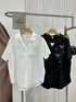 Ladies Pear Detail Collar Down Half Sleeves  Shirts